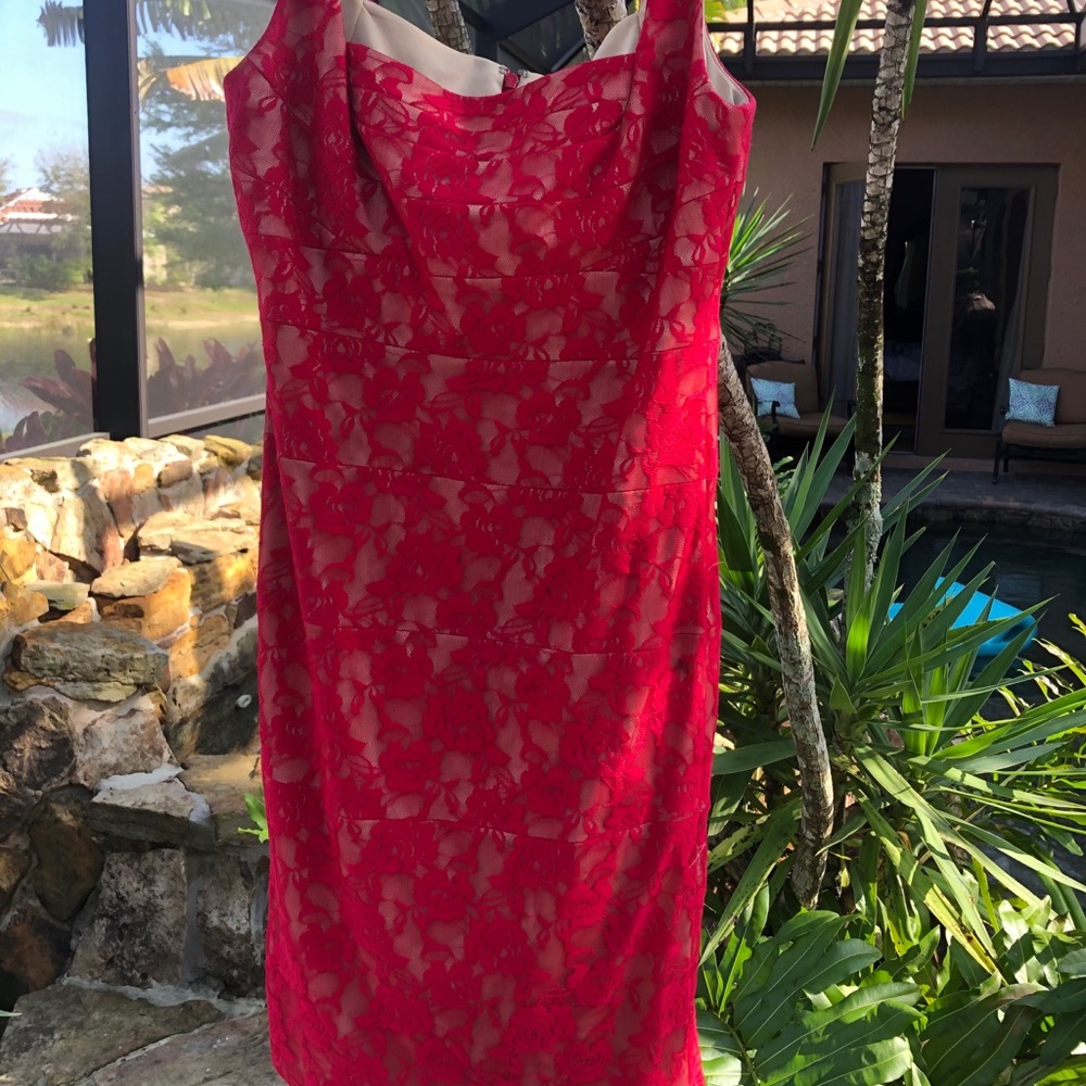 Red lace short Sangria dress